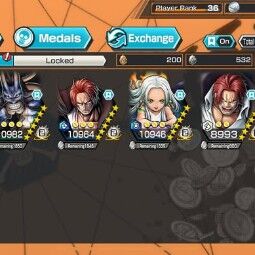 [NTT1690]7 ex / shanks divine Partida + s-snake + kaido + shanks azul + roger dark + lucci + luffy g5 , suporte 144% , Medalha boa 0